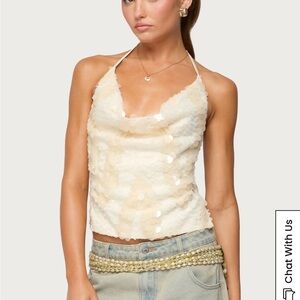 Edikted sequin cowl neck top size small